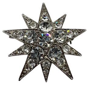 Butler & Wilson Rhinestone Star Brooch Signed Vintage Costume Jewelry